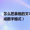 怎么把表格的文本格式转换成数字（wps文本格式如何转换成数字格式）