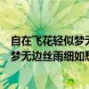 自在飞花轻似梦无边丝雨细如愁的意思古诗（自在飞花轻似梦无边丝雨细如愁的意思）