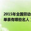 2015年全国劳动模范名单（2015年90后10大影响力人物名单表有哪些名人）