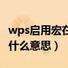 wps启用宏在哪里设置宏怎么启用（启用宏是什么意思）