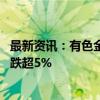 最新资讯：有色金属概念震荡下挫 紫金矿业、洛阳钼业双双跌超5%