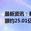 最新资讯：新城控股：8月份实现合同销售金额约25.01亿元