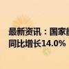 最新资讯：国家能源局：截至8月底 全国累计发电装机容量同比增长14.0%