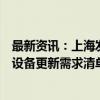 最新资讯：上海发布汽车、钢铁、电子信息等工业领域百亿设备更新需求清单