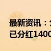 最新资讯：公募机构分红意愿显著提升 年内已分红1400多亿元