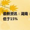 最新资讯：湖南：不再区分首套房二套房 最低首付款比例不低于15%